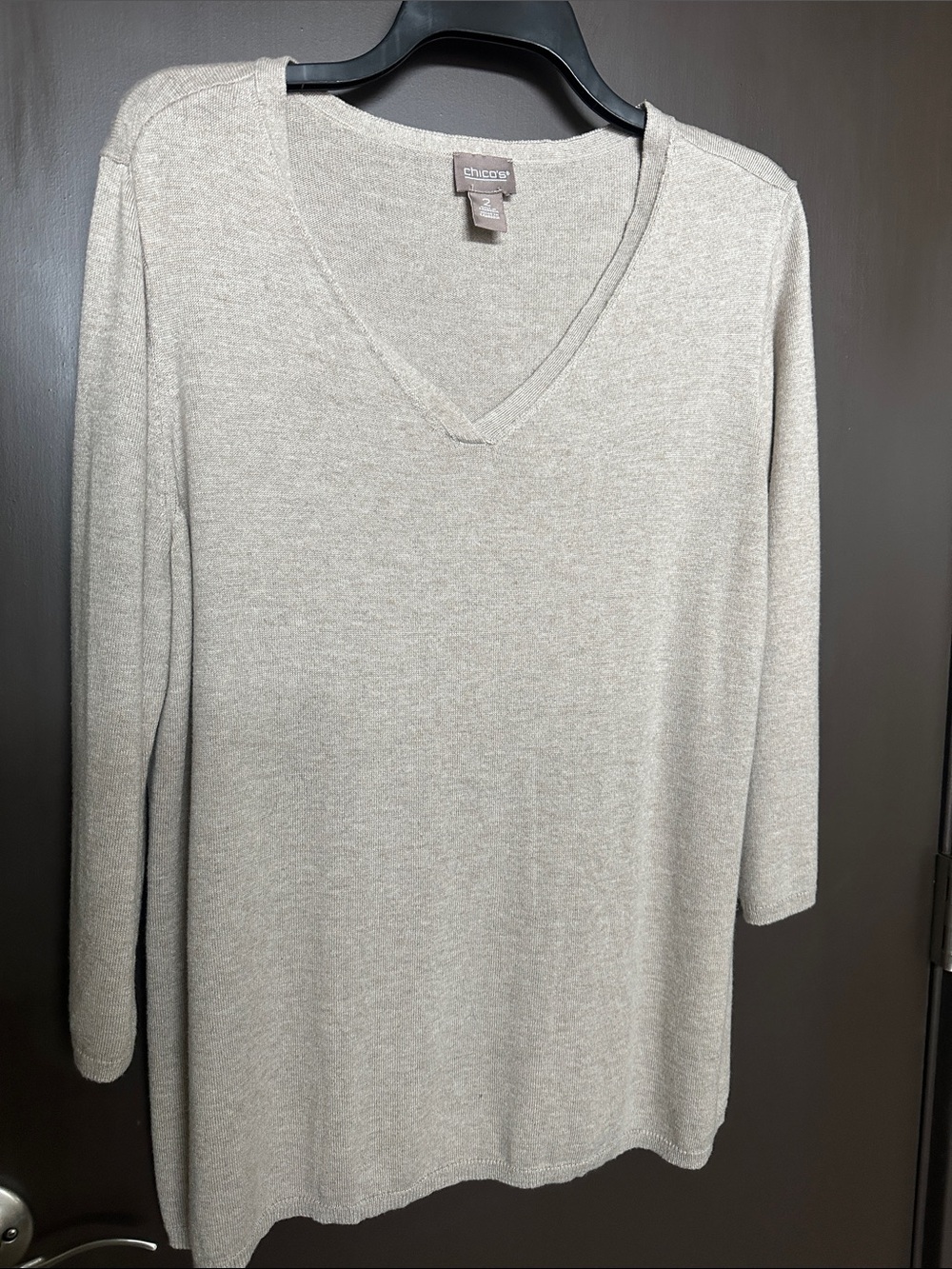 Chico's Touch of Cashmere Beige 3/4 Sleeve Sweater